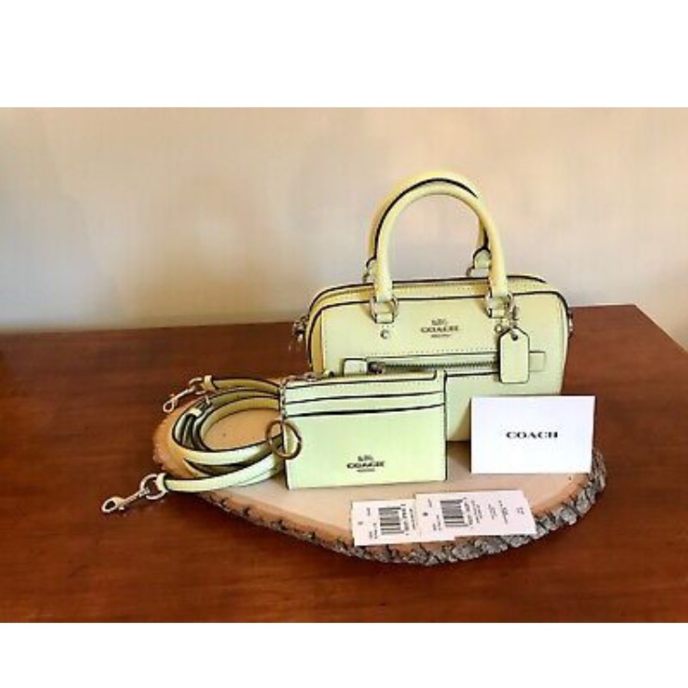 NWT Coach Mini Rowan Satchel with Zip ID case Pale Lime